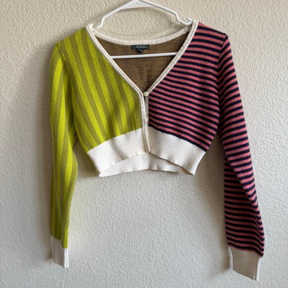 Wild Fable Sweaters - Wild Fable Cropped Long Sleeve V Neck Multicolored Cardigan Sweater Women Size M